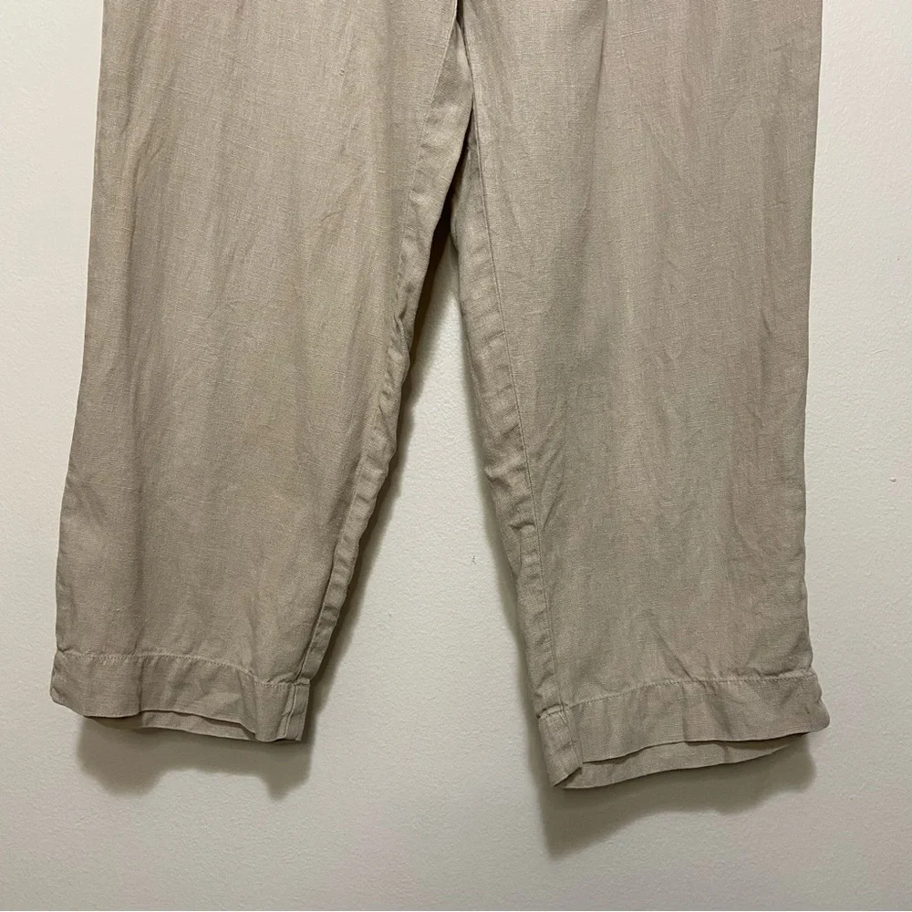 J. Jill Love Linen Beige Straight Leg Pull On Pants